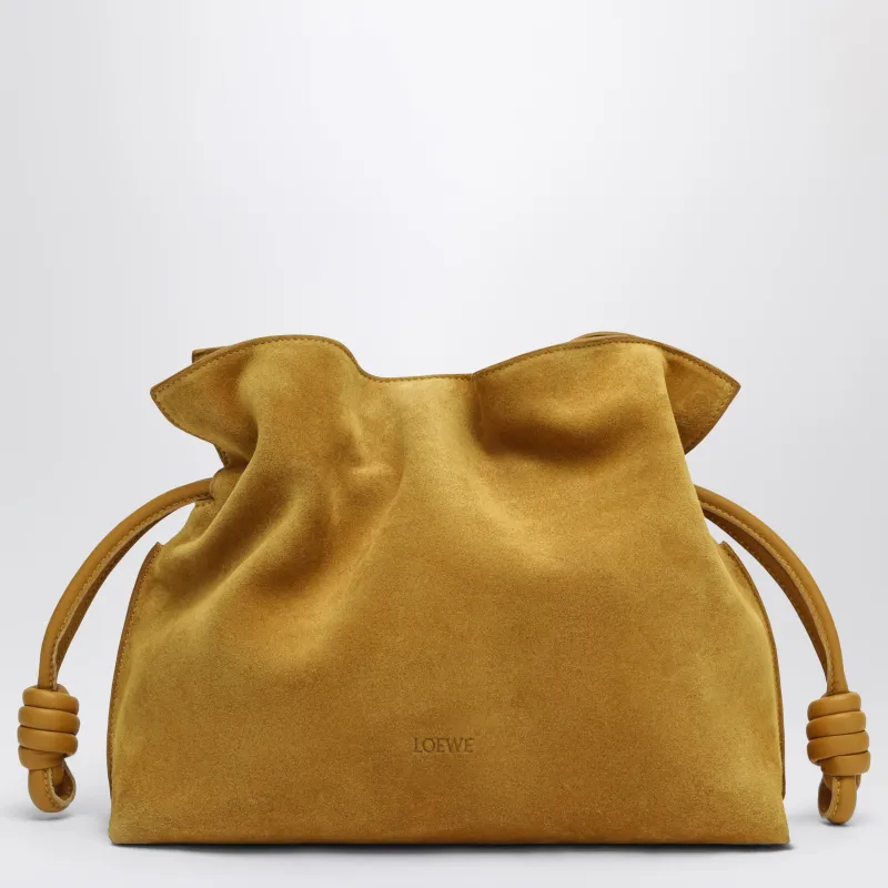 Medium Ochre Flamenco Bag In Suede made by Loewe