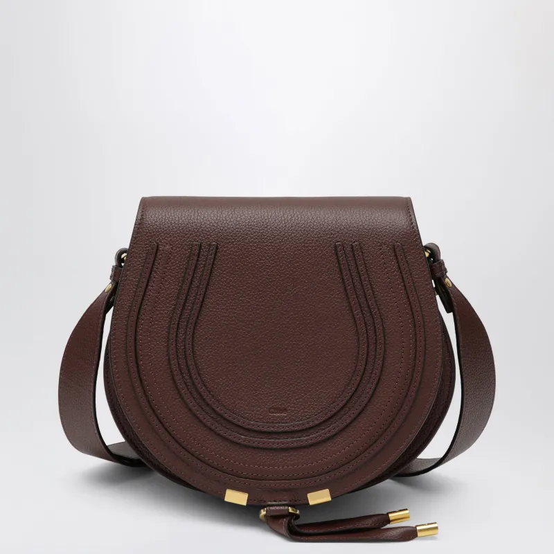 Marcie Saddle Bag In Brown Grained Leather made by Chloe