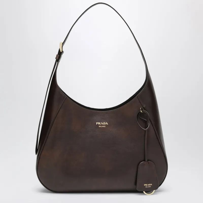Boogie Medium Brown Leather Hobo Bag made by Prada