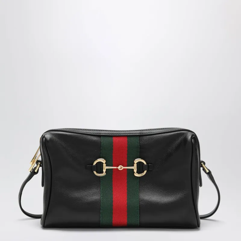 Small Horsebit Web Black Leather Camera Bag made by Gucci