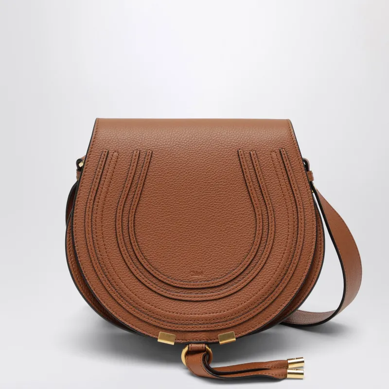 Saddle Marcie Bag In Light Brown Grained Leather made by Chloe