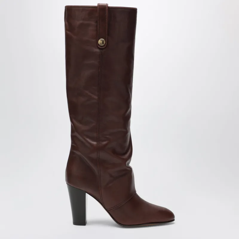 Brown Anouk Heeled Leather Boots made by Chloe