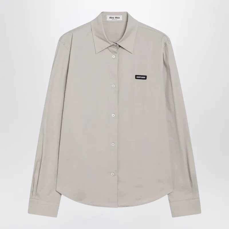 Shirt In Stretch Poplin, Chalk made by Miu Miu