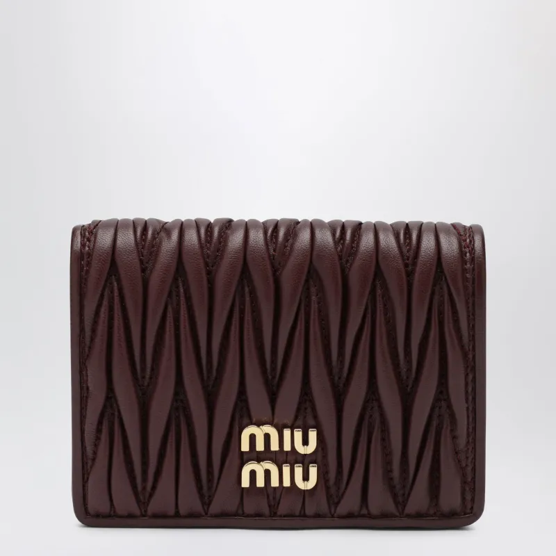 Compact Wallet In Matelassé Nappa Leather, Burgundy made by Miu Miu