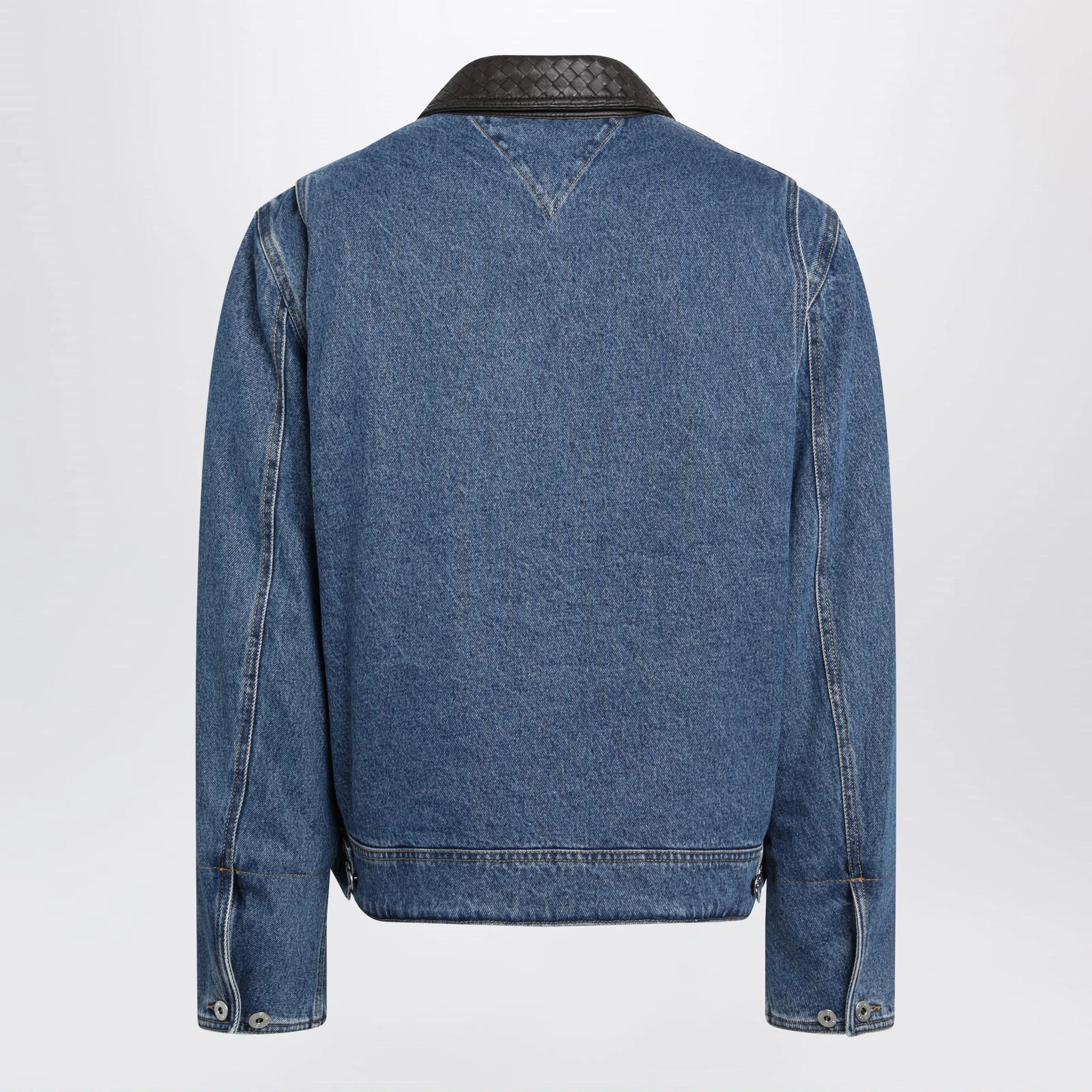 Blue Denim Jacket With Intrecciato Collar sold by Wanan Luxury product image thumbnail 2