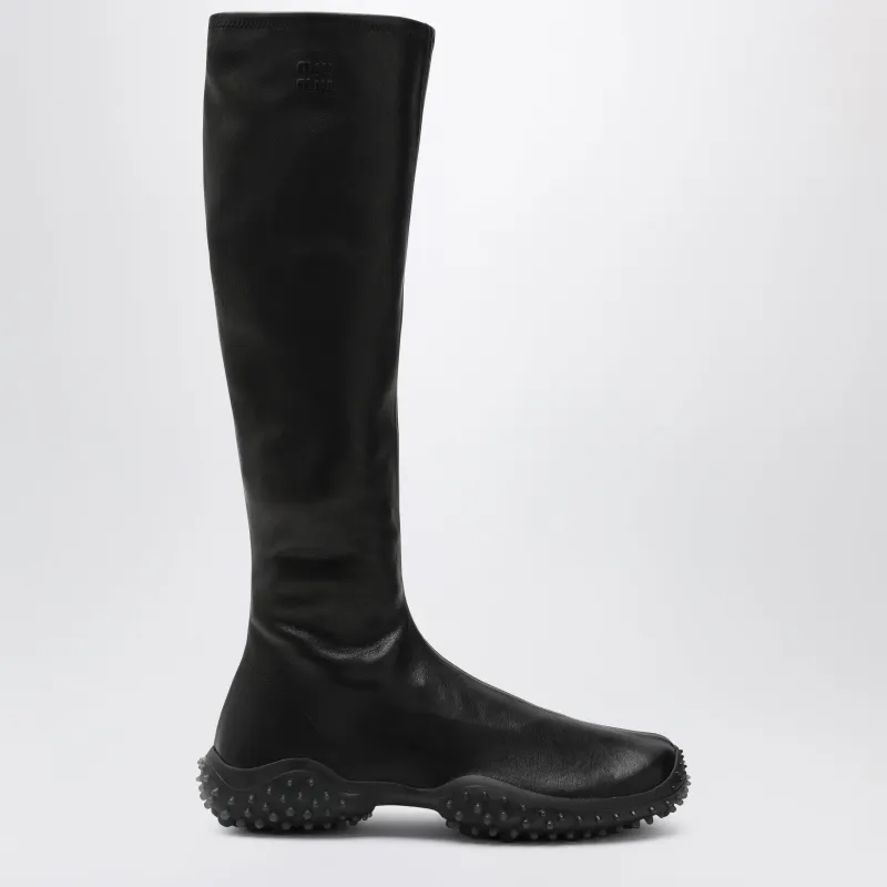 Black High Leather Boots made by Miu Miu