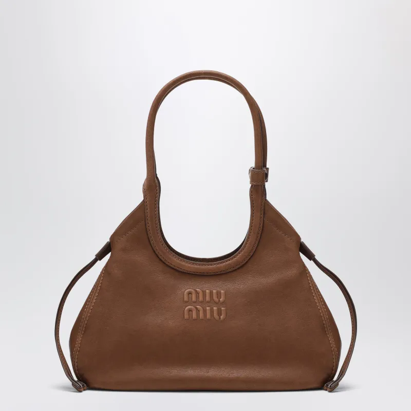 Oak-Coloured Ivy Shopping Bag In Leather made by Miu Miu