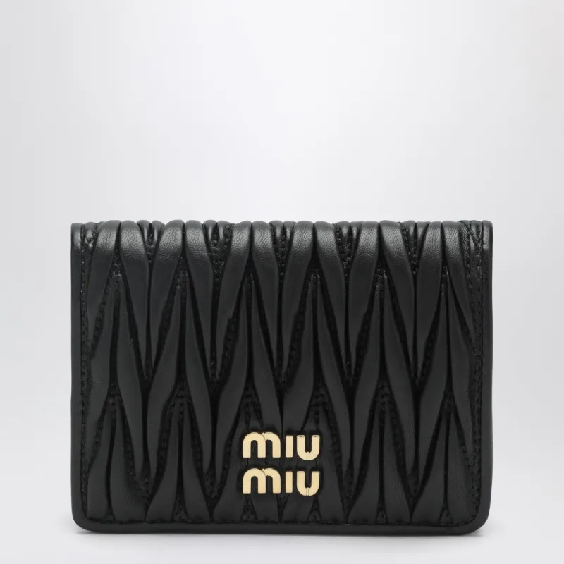 Compact Wallet In Black Quilted Nappa made by Miu Miu