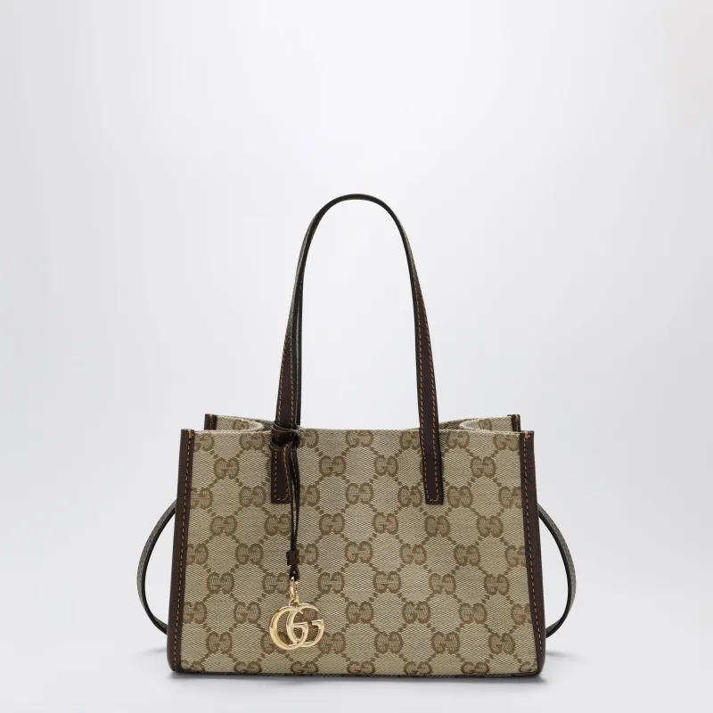 Small Shopping Bag In Vintage Sand And Dark Brown made by Gucci