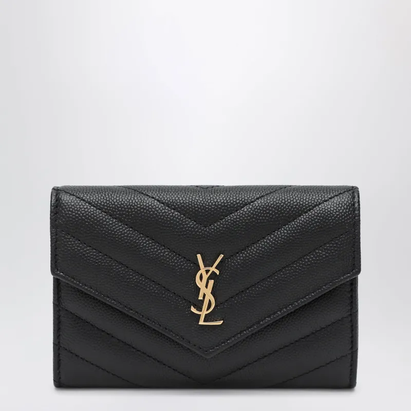 Small Black Leather Envelope Wallet made by Yves Saint Laurent