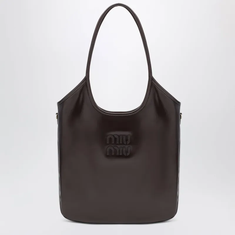Dark Brown Ivy Bag In Calfskin Leather made by Miu Miu