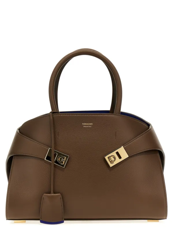 Hug (S) Hand Bags Brown made by Salvatore Ferragamo