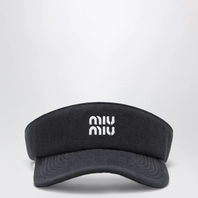 Blue Cotton Visor With Logo made by Miu Miu