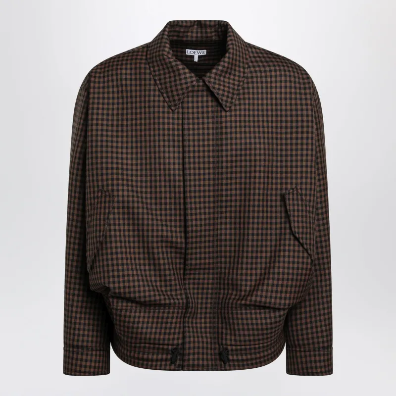 Brown And Black Checked Wool Jacket made by Loewe