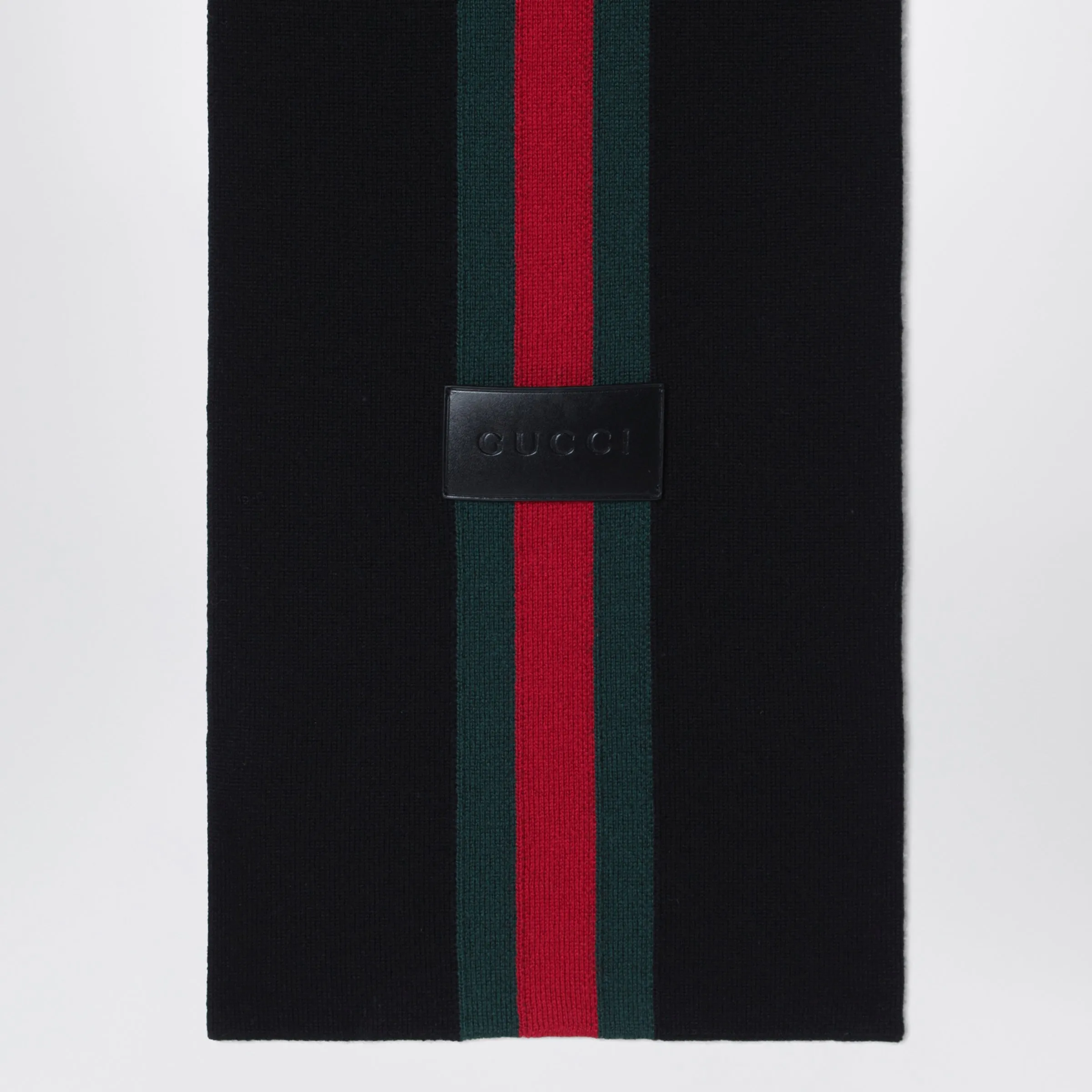 Black And Green Striped Scarf In Jacquard Wool sold by Wanan Luxury product image thumbnail 2
