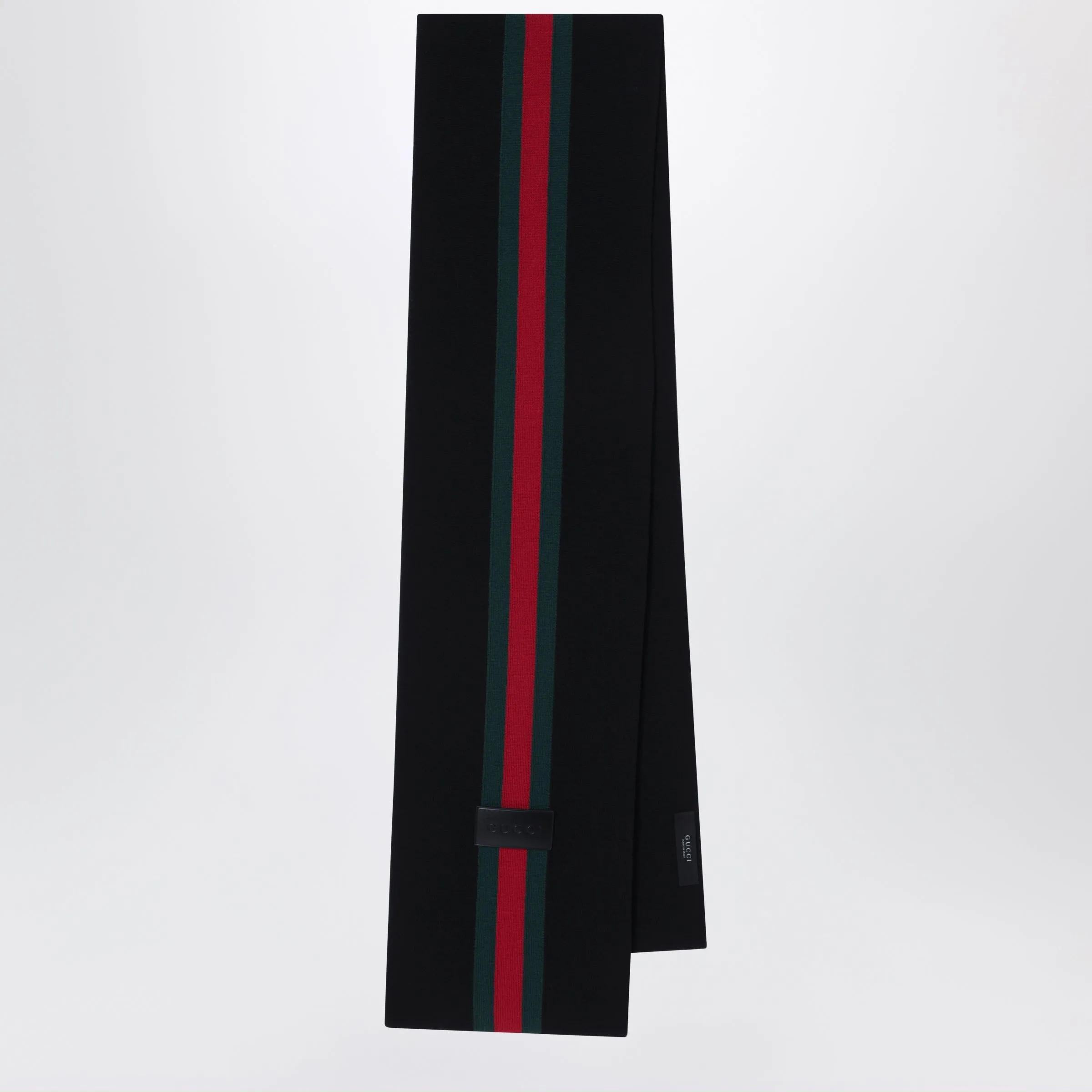 Black And Green Striped Scarf In Jacquard Wool sold by Wanan Luxury