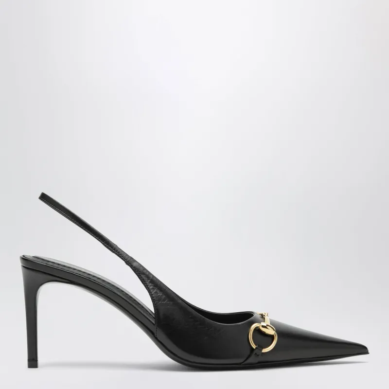 Black Leather Slingback Pumps made by Gucci