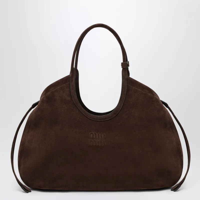 Ivy Dark Brown Suede Shopping Bag made by Miu Miu
