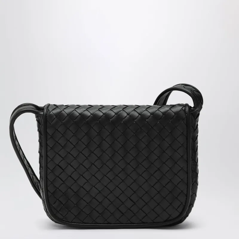 Black Veneto Mini Messenger Bag With Flap made by Bottega Veneta