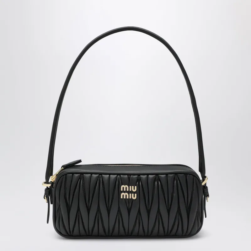 Black Matelassé Nappa Leather Pouch made by Miu Miu