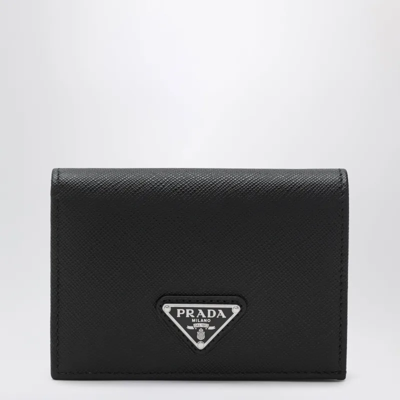 Black Saffiano Leather Small Wallet made by Prada