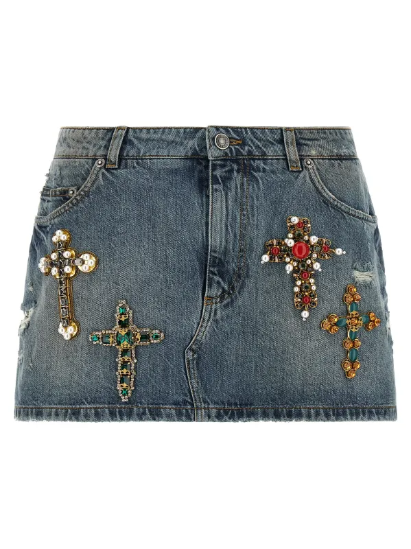 Embroidery Skirt Blue made by Dolce & Gabanna