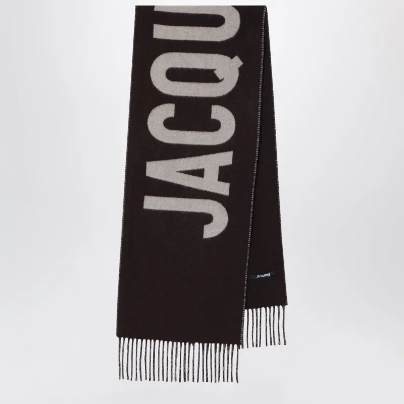 Brown Wool Scarf With Logo made by Jacquemus