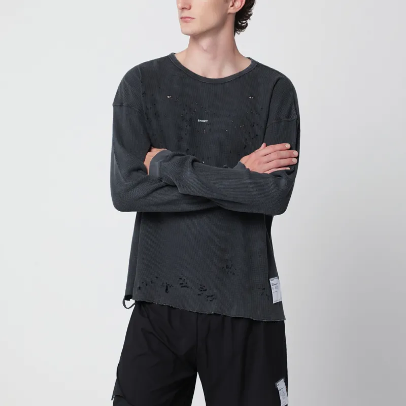 Aged Black Moth Tech Waffle Long-Sleeve T-Shirt made by Satisfy Running