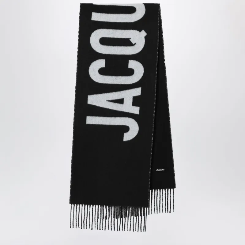 Black Wool Scarf With Logo made by Jacquemus