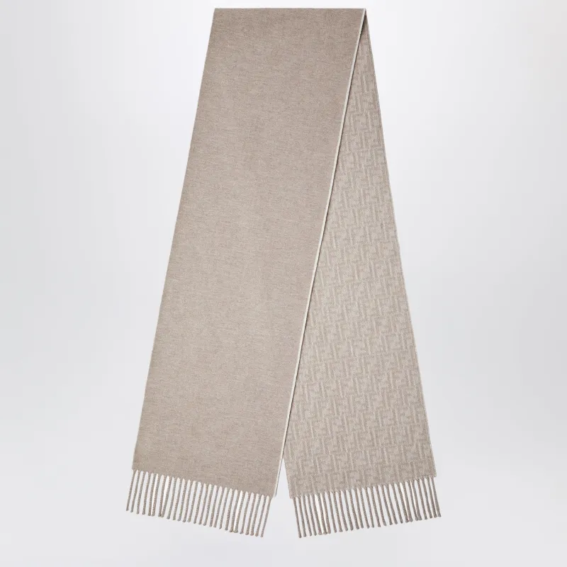 Dove Grey Ff Scarf In Wool And Cashmere made by Fendi