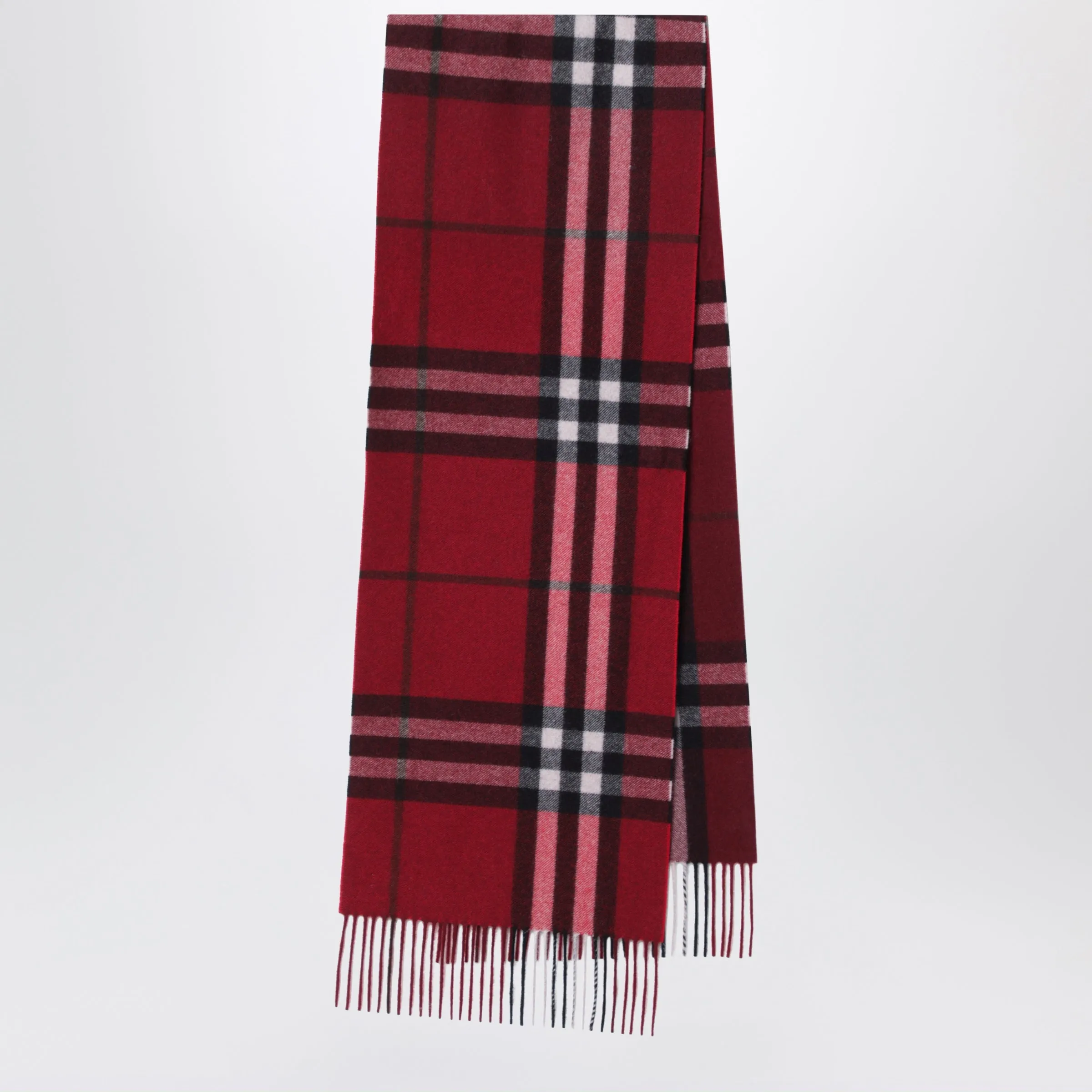 Red Cashmere Scarf With Faded Check Pattern sold by Wanan Luxury