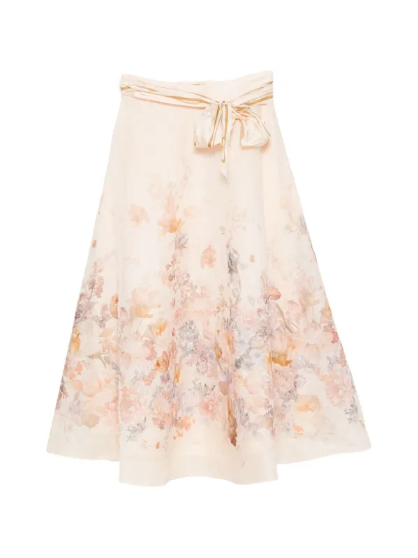 Ascent Linen And Silk Midi Skirt made by Zimmermann