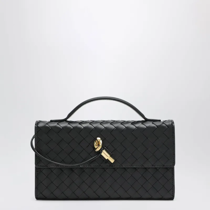 Andiamo 25 Black Leather Clutch made by Bottega Veneta