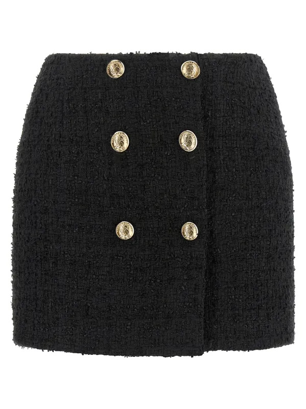 Embossed Button Detail Miniskirt Skirts Black made by Balmain