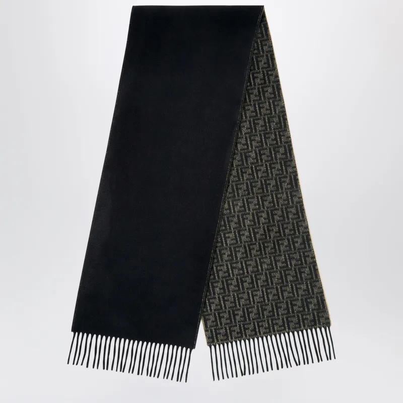 Tobacco Ff Scarf In Wool And Cashmere made by Fendi