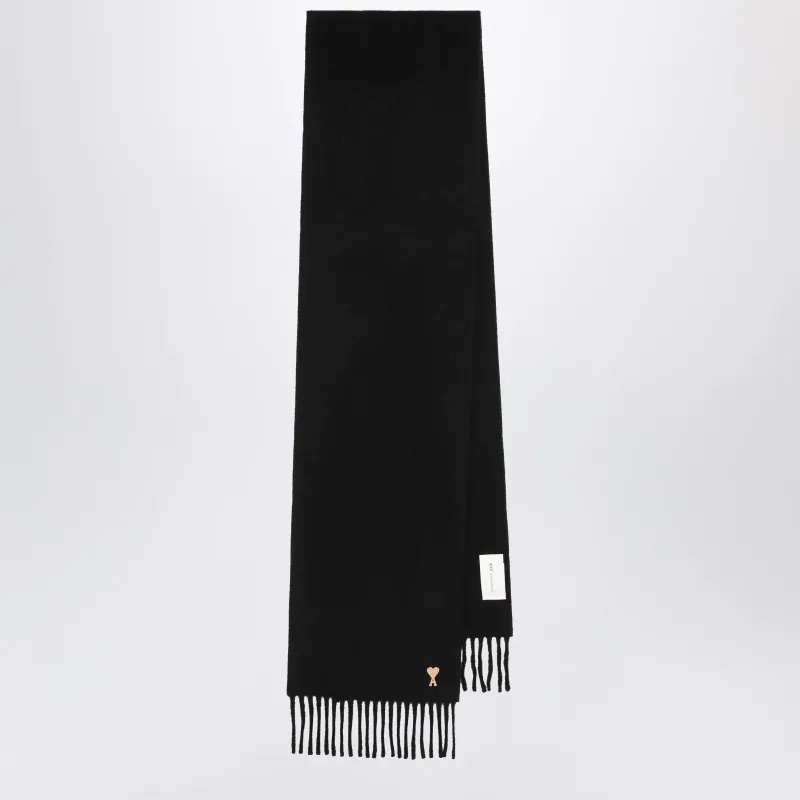 Black Ami De Coeur Wool Scarf made by Ami