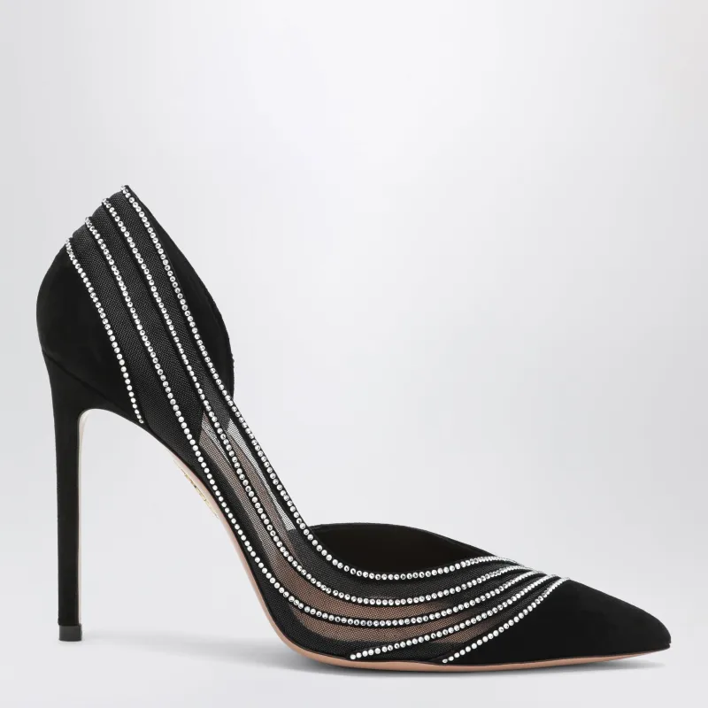 Black Dream Girl Pumps In Suede And Mesh made by Aquazzura