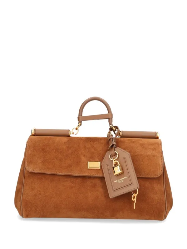My Sicily Hand Bag In Crosta Leather Handbags Brown made by Dolce & Gabanna
