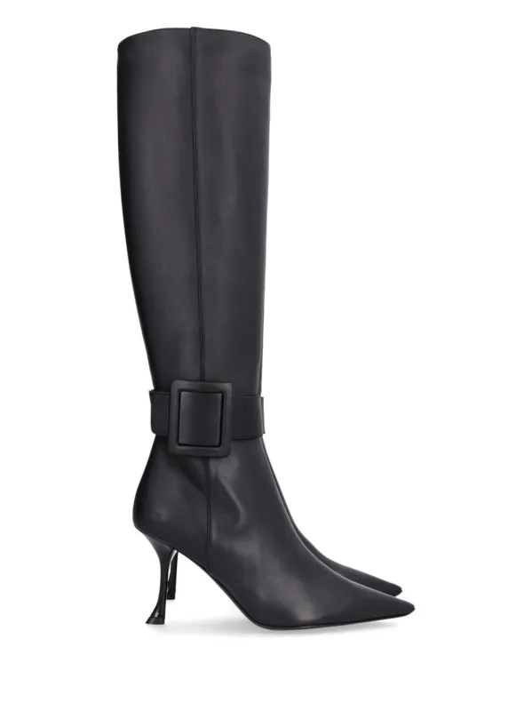 Viv Ville 85 Vitello Plonge' Vic Boots Black made by Roger Vivier