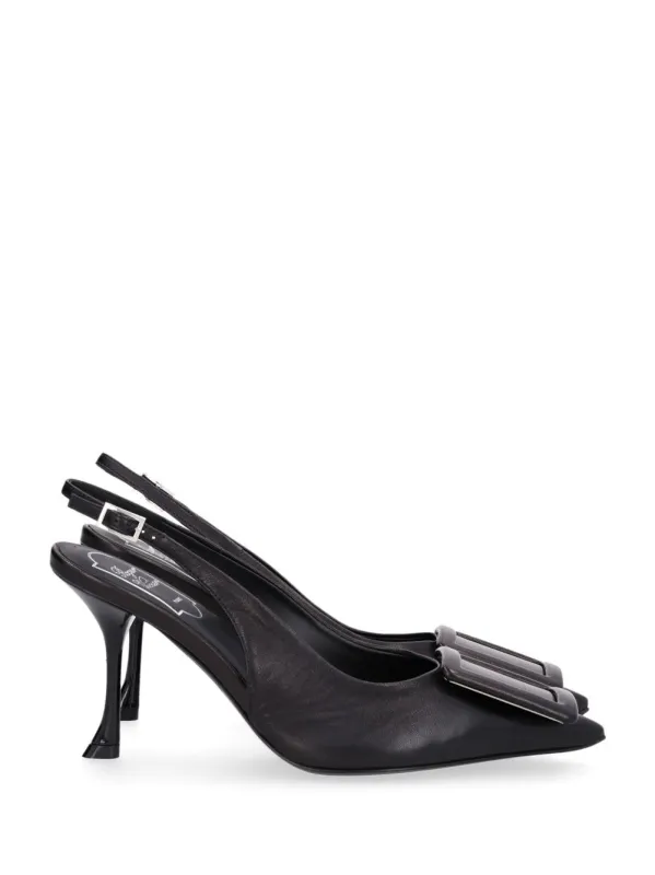Viv Ville Sling Back Dec 85 Vitellino Sciccoso Pumps Black made by Roger Vivier