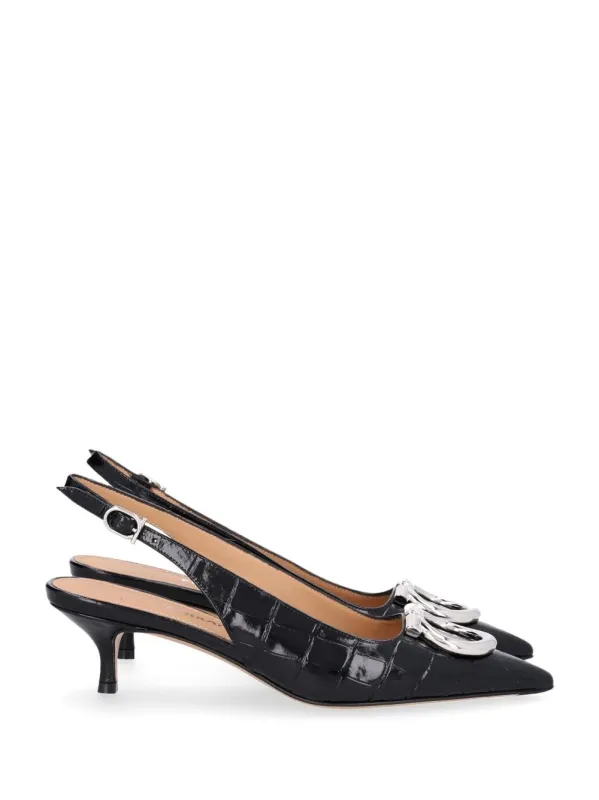 Slingback Maxi Gancini Pumps Black made by Salvatore Ferragamo