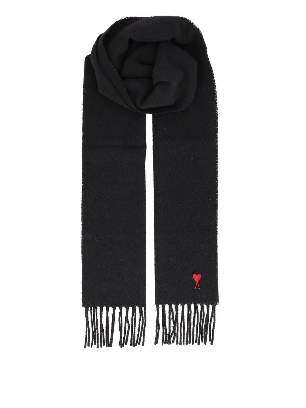 Quota - Wool Scarf With Red Ami De Coeur Embroidery Scarves And Foulards Black sold by Wanan Luxury