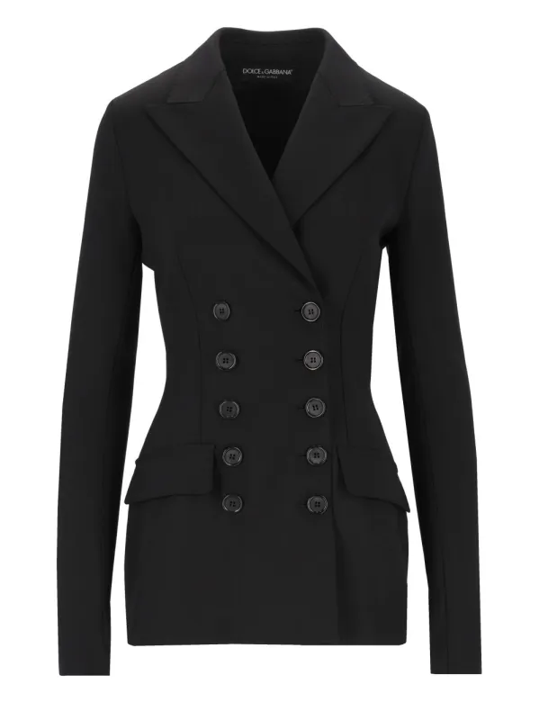 Double-Breasted Stretch Blazer Jackets Black made by Dolce & Gabanna