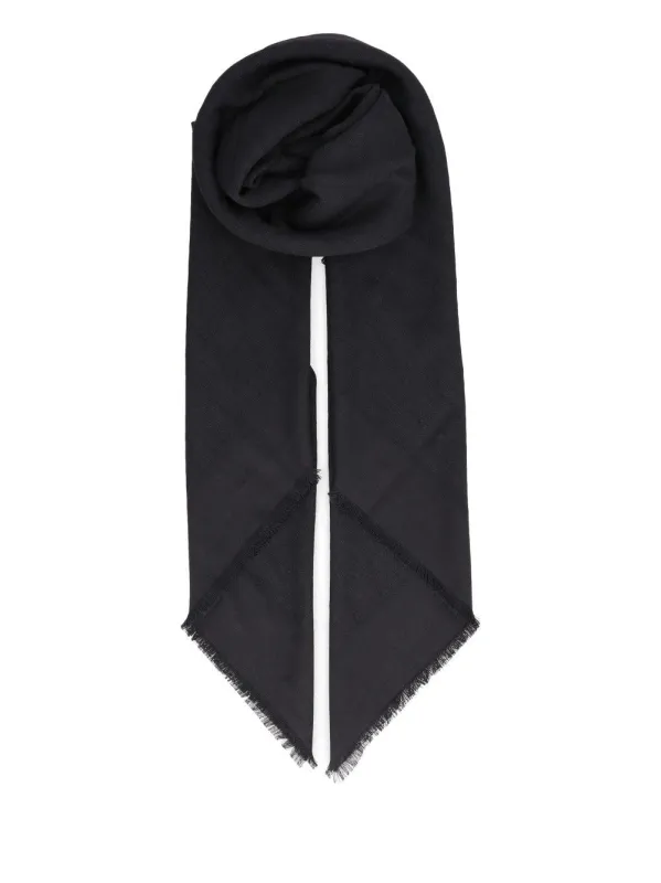 Cashmere, Silk, And Wool Shawl Scarves And Foulards Black made by Fendi