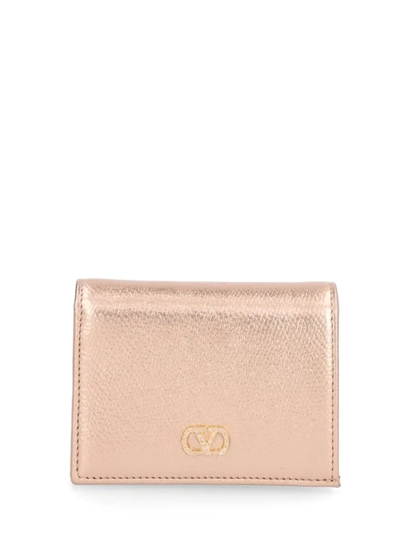 Vlogo Signature Flap French Wallet Vit.Soft Grain Lam./A.Light Gold-Strass Wallets Rose made by Valentino Garavani