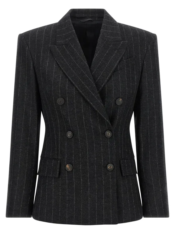 Pinstripe Blazer Gray made by Brunello Cucinelli
