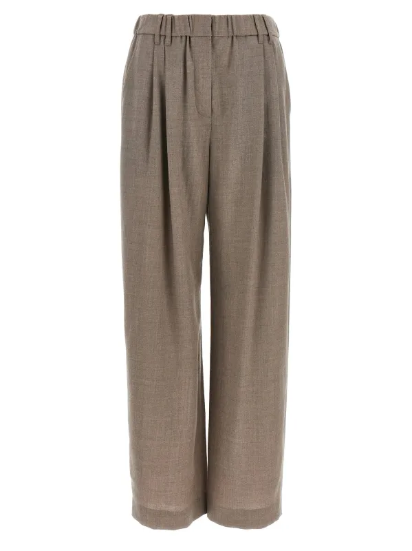 Light With Pleats Pants Gray made by Brunello Cucinelli