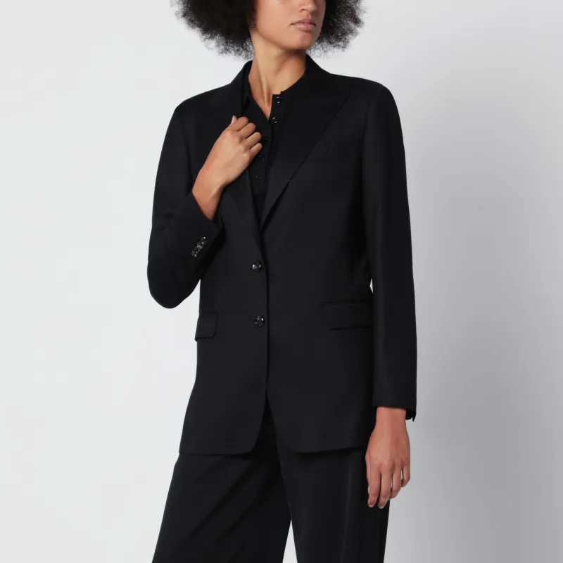 Black Single-Breasted Jacket In Wool And Silk made by Tagliatore