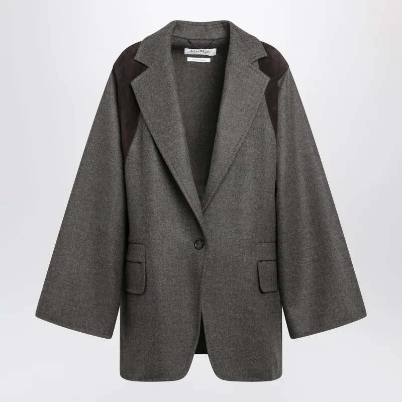 Grey Mélange Oversized Blazer In Wool made by MaxMara