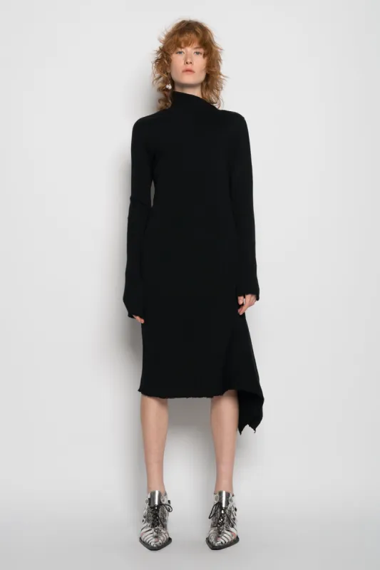 BLACK MERINO DRAPED NECK DRESS sold by Marques ’ Almeida